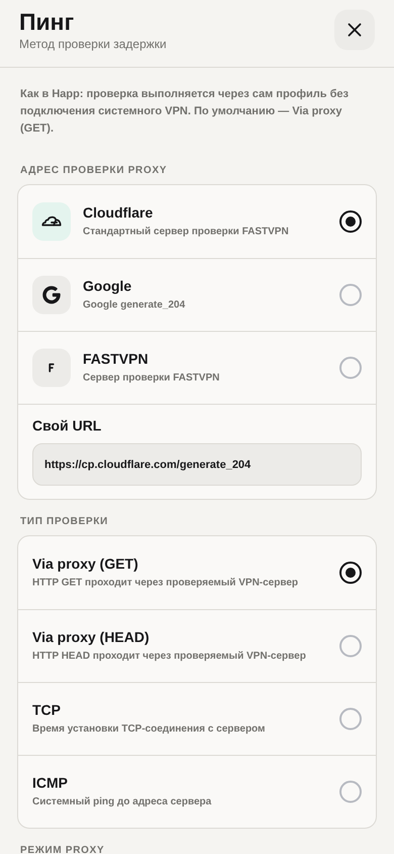 Список серверов FASTVPN с проверкой пинга
